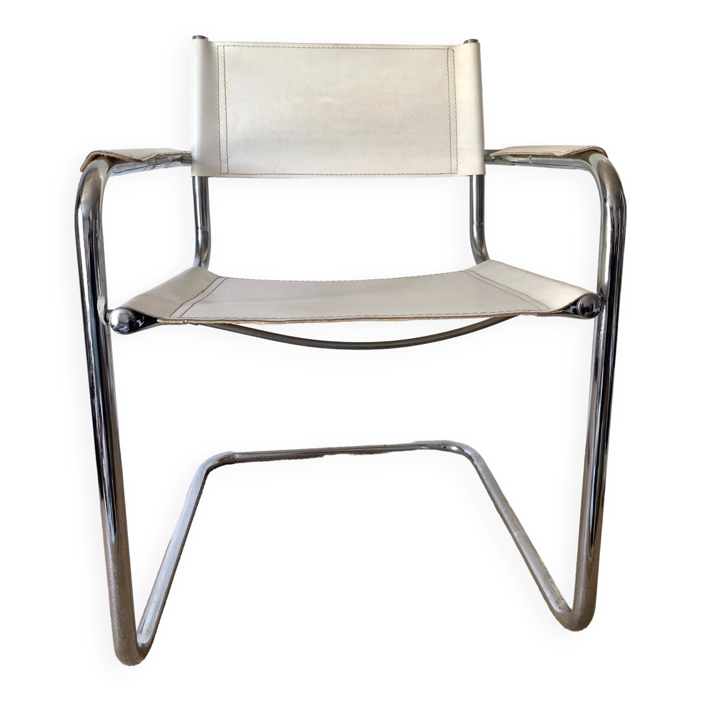 Matteo Grassi style faux leather and chrome armchair - Main Image