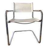 Matteo Grassi style faux leather and chrome armchair