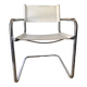 Fauteuil de bureau en simili cuir blanc et métal chromé style Matteo Grassi, Italie