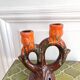 1960s ceramic two-branch candlestick chandelier