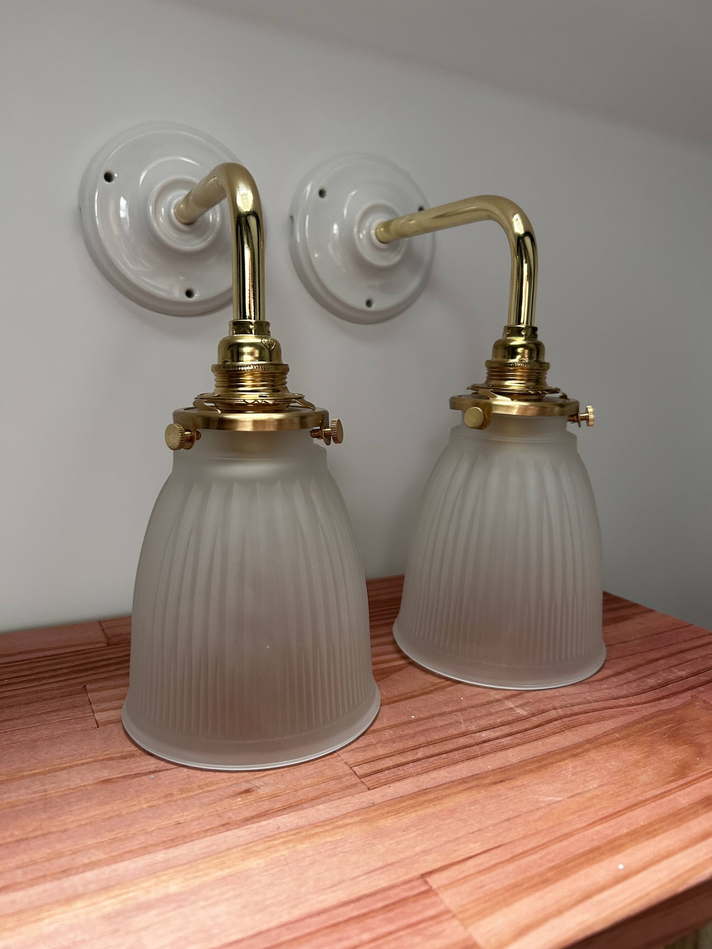 Pair of glass tulip wall sconces