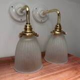 Pair of glass tulip wall sconces