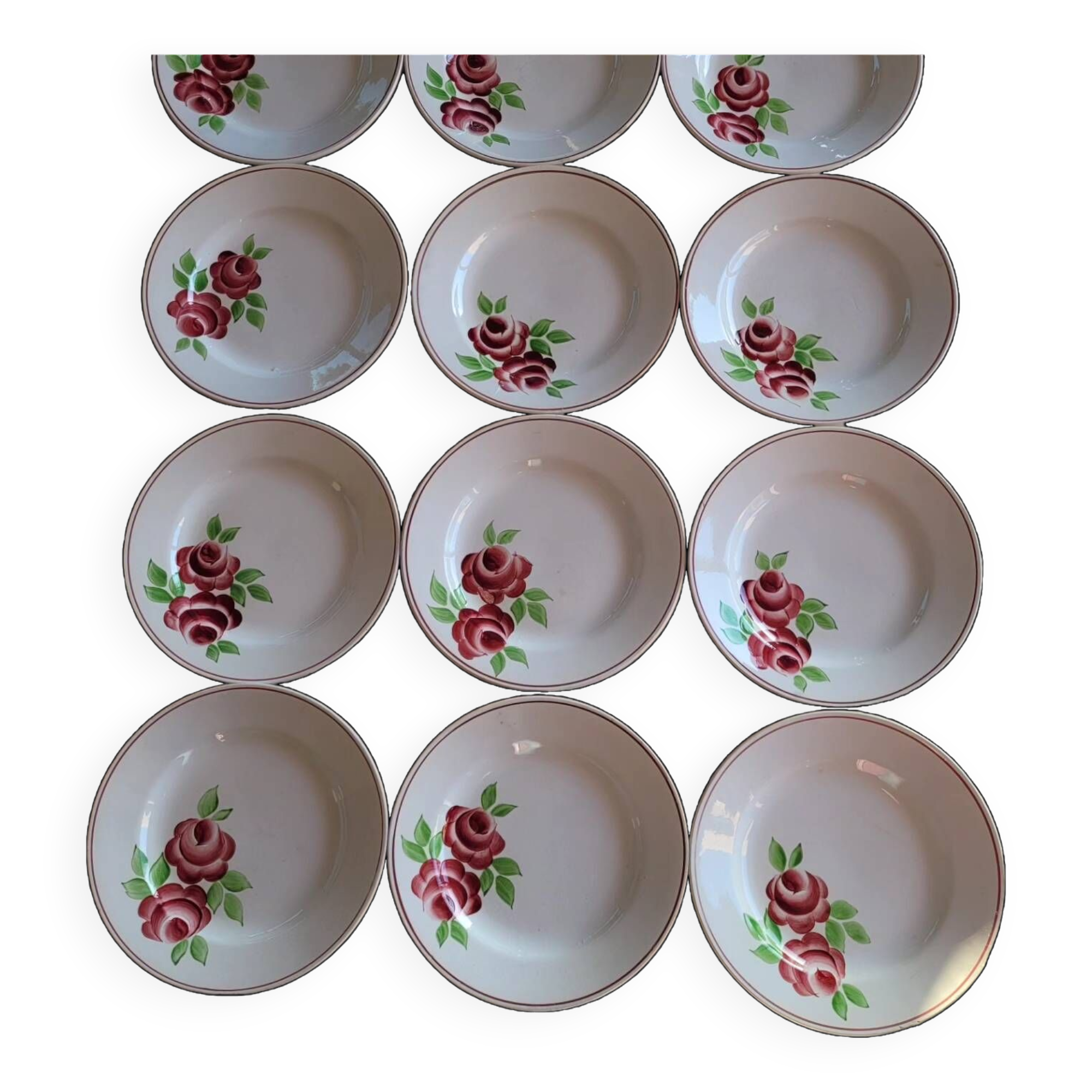 Lot of 12 old Rose Mai plates