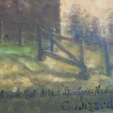 40's painting Trees in bloom signed C. Bizard