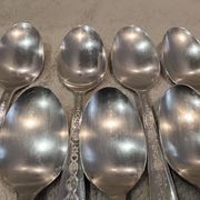 11 silver-plated soup spoons by Christofle Villeroy & Boch, striped