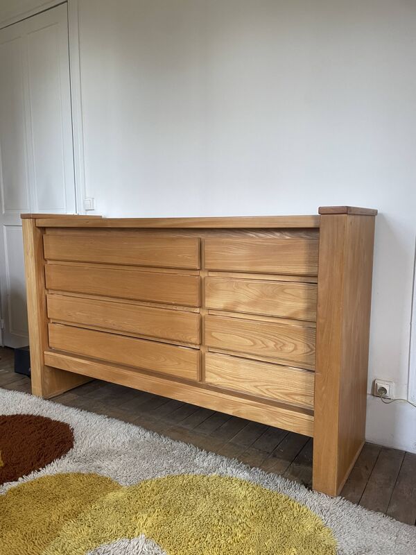 Commode Maison Regain - Fabrication française - Orme massif 1980