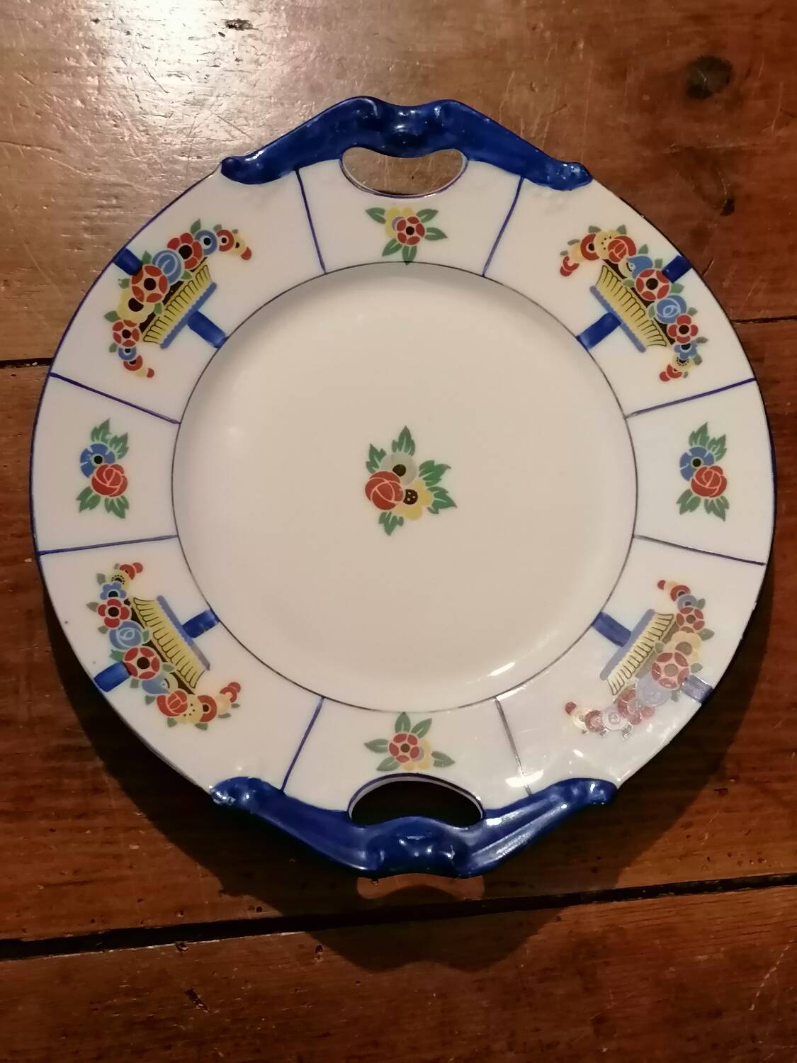 Art deco cake dish signed J. L'Avergne Limoges porcelain