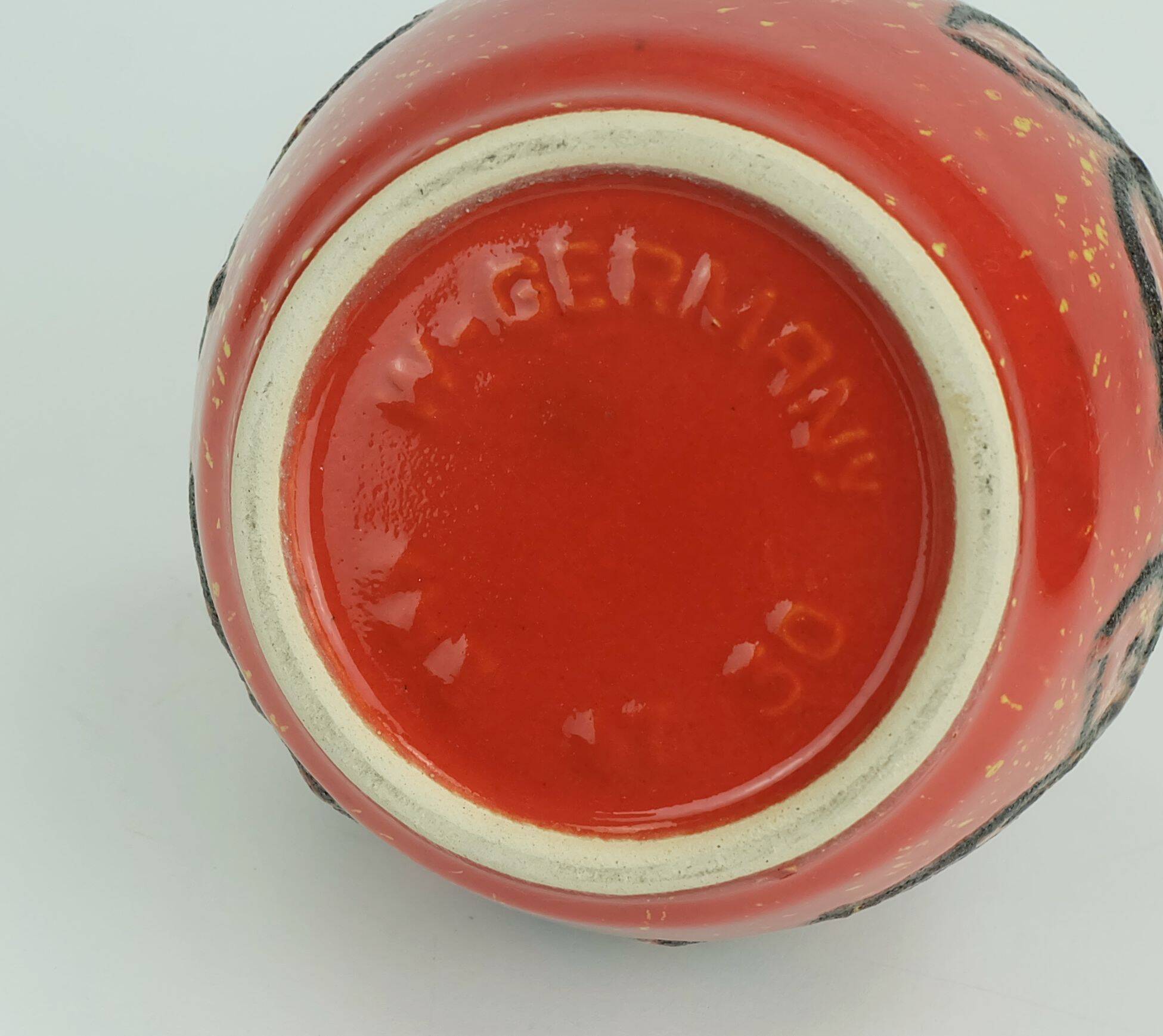 bay keramik 1960's 70's vintage VASE red yellow black lava pattern model 67