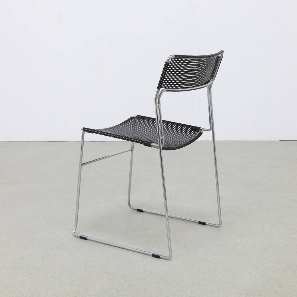 4x Dining Chair in Perforated Metal by Arrben Italy, 1980s