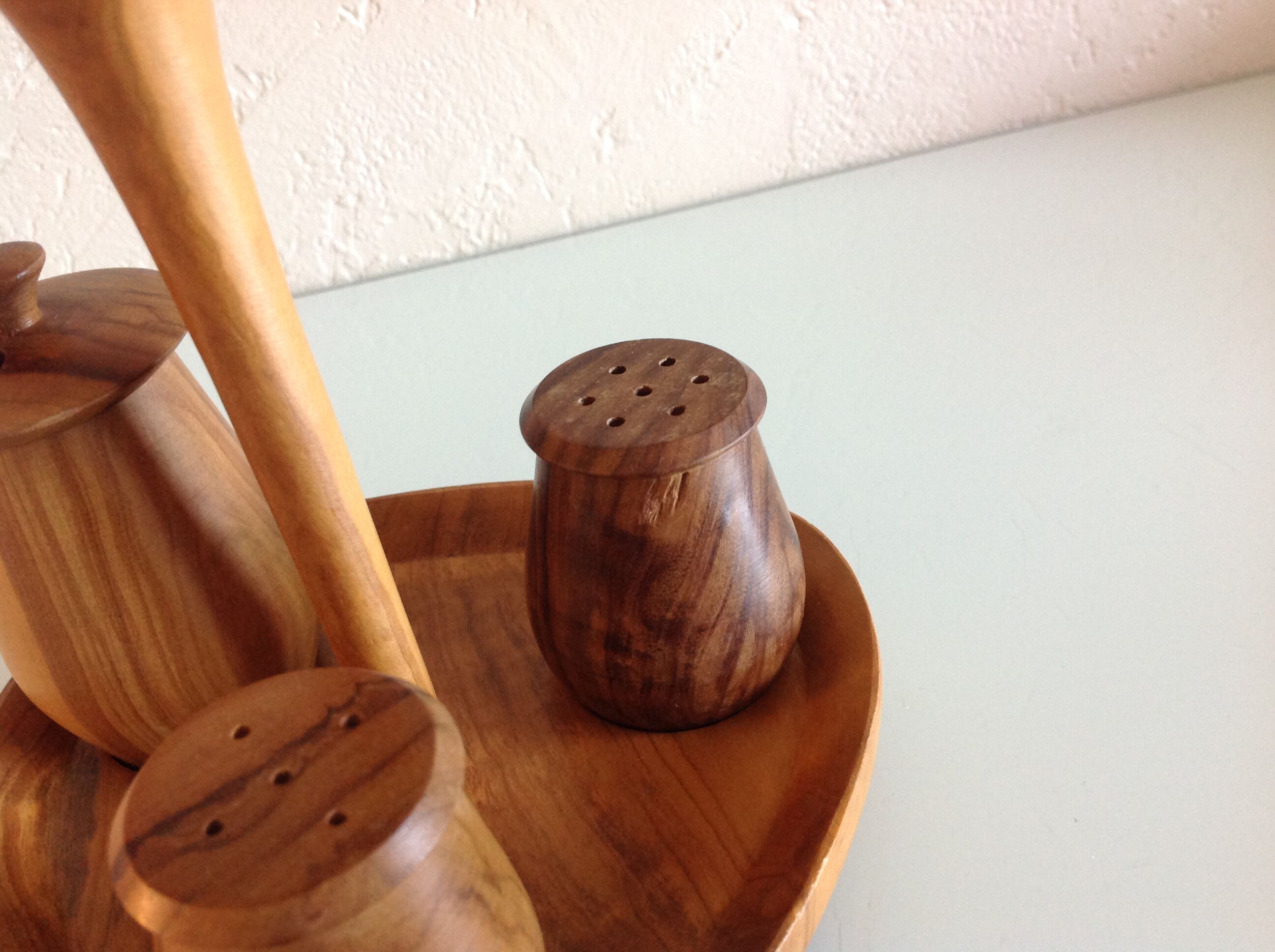 Scandinavian style wooden condiment set 60/70