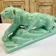 Cracked lioness sculpture art deco 1930 signed odyv