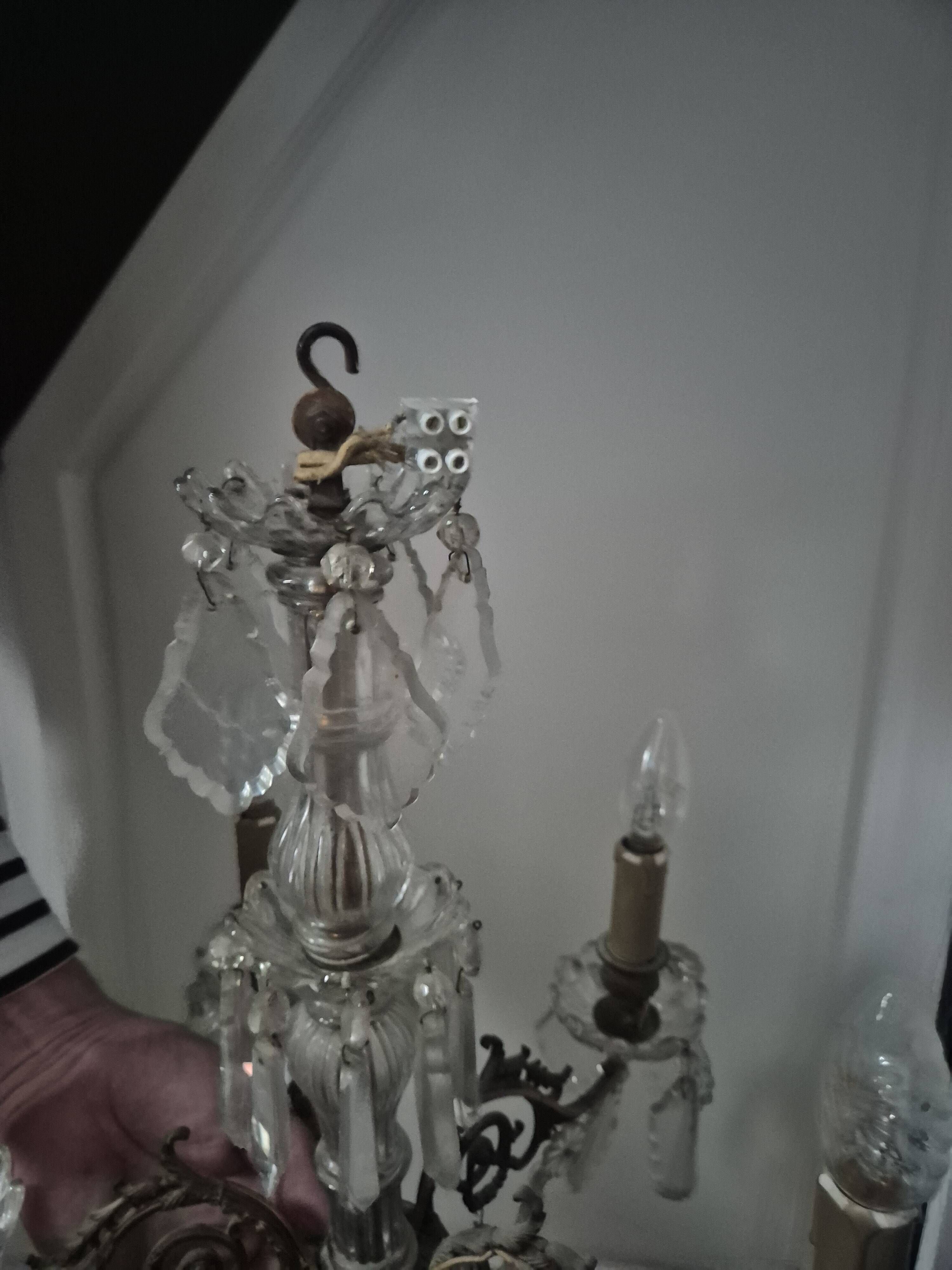 vintage pendant light from the 60s 70s with glass pendants and 5 candle holders