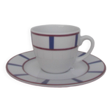 Ensemble de 6 tasses a café basque porcelaine bleu et rouge