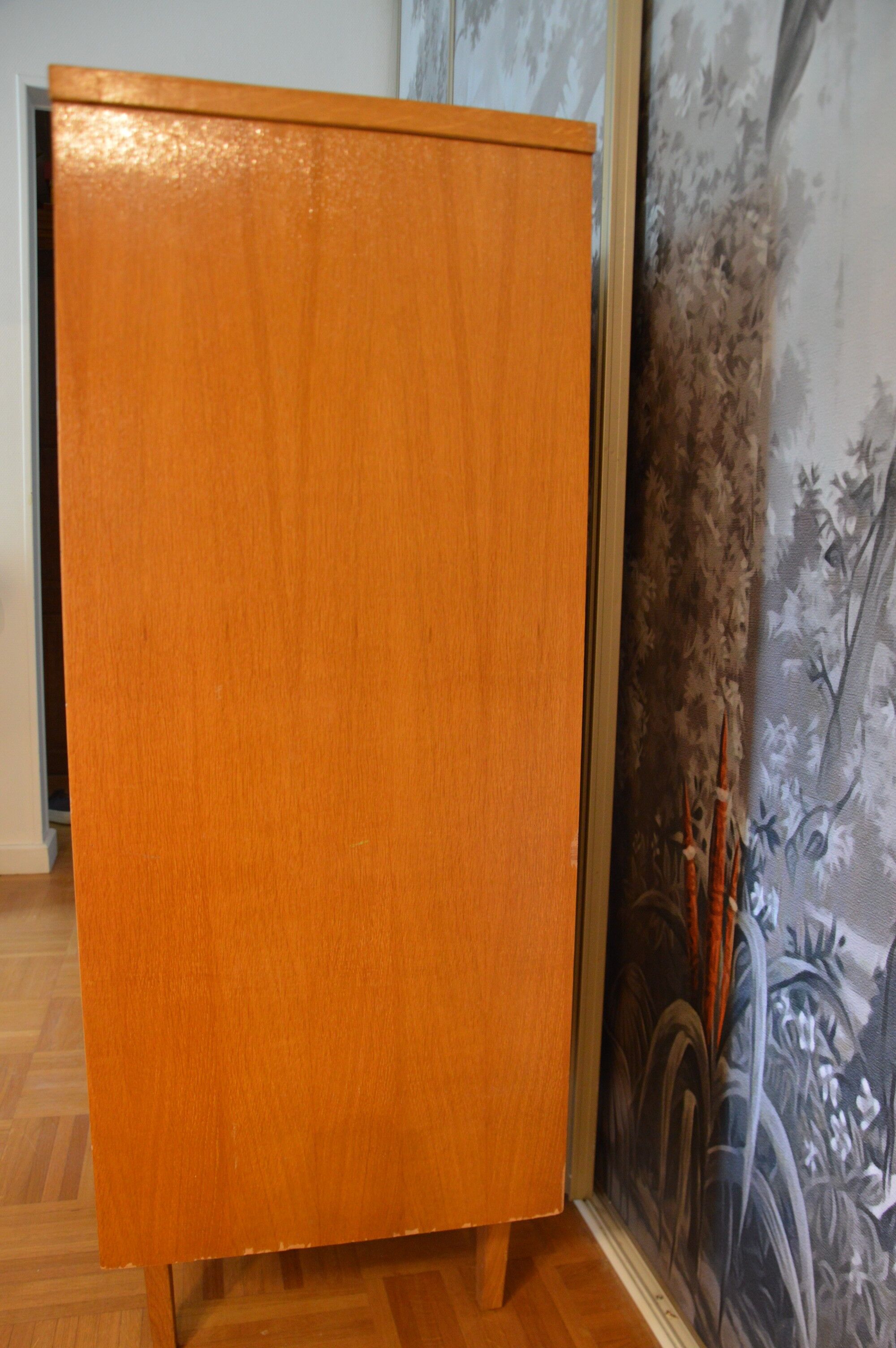 Commode penderie secrétaire en rotin vintage