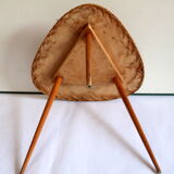 60s wood and rattan tripod coffee table