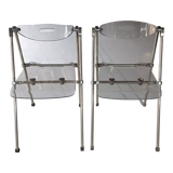 Pair of modern folding chairs in plexiglass