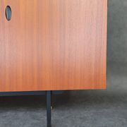 Minimalist mahogany veneer row by Paul Geoffroy 1960s