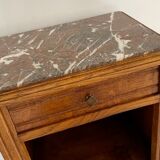 Bedside in oak and marble top