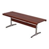 Danish slatted bench in teak and metal 1970