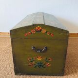 Large antique trunk hand-painted décor