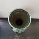 Old black enamelled ceramic Gaubier vase with green white vintage drips