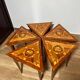 Italian Marquetry Five Piece Triangle Table