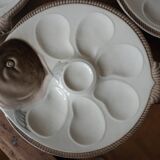 Assiettes à huîtres forme poisson faïence Longwy