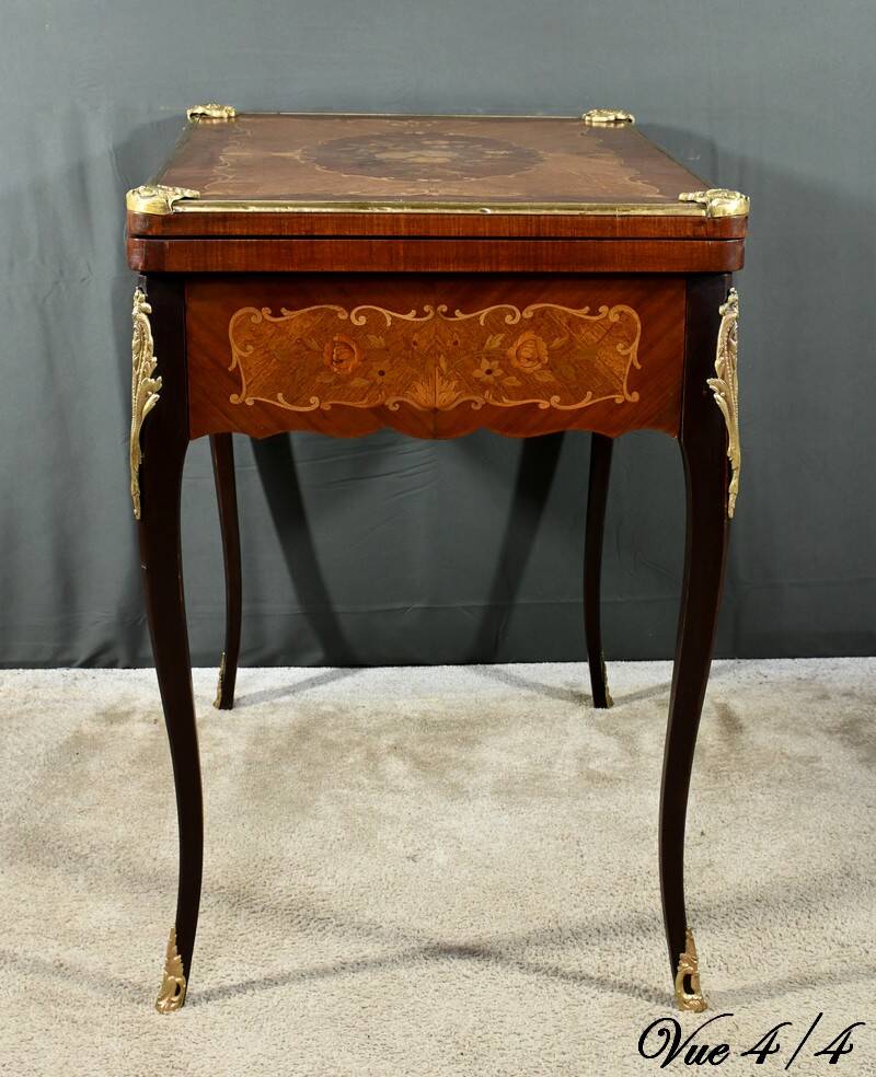 Mahogany Games Table, Louis XV/Louis XVI Transition Style – Late 19th Century