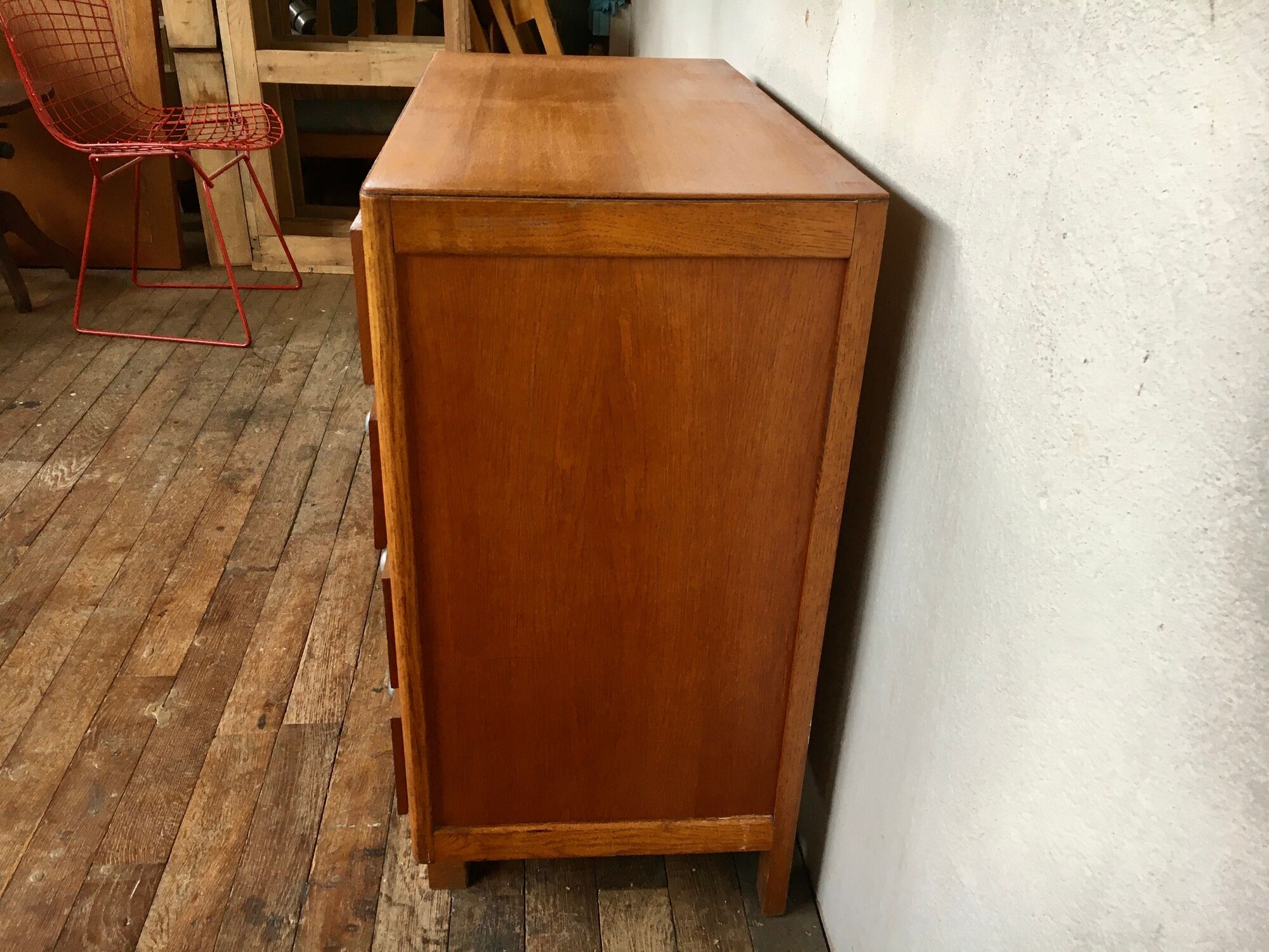 Chest of drawers vintage oak feet compass retro 1950 4 drawers
