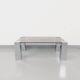 Table basse italienne vintage cidue en verre fumé et métal chromé des années 70