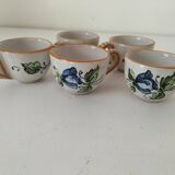 Ensemble 5 mini tasses italiennes en faïence peinte – années 60/70