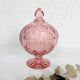 Bonbonnière rose en verre