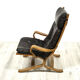 Scandinavian mid century lounge chair bentwood and leather, 1960s