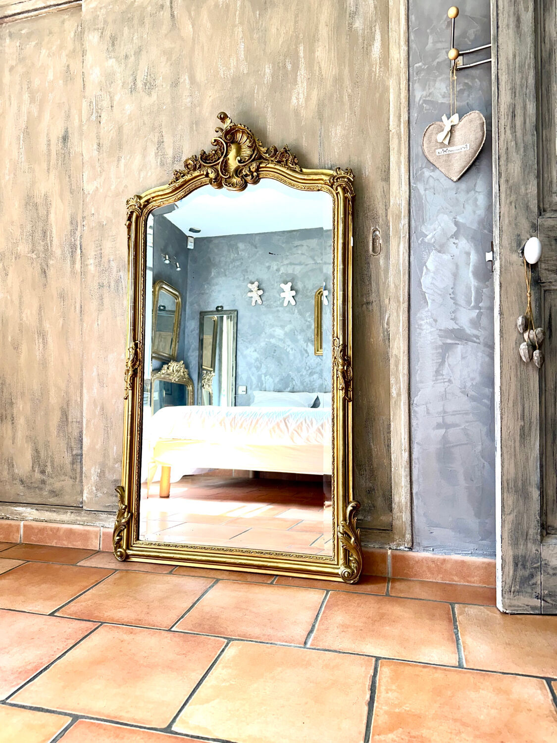 Old mirror with pediment nineteenth