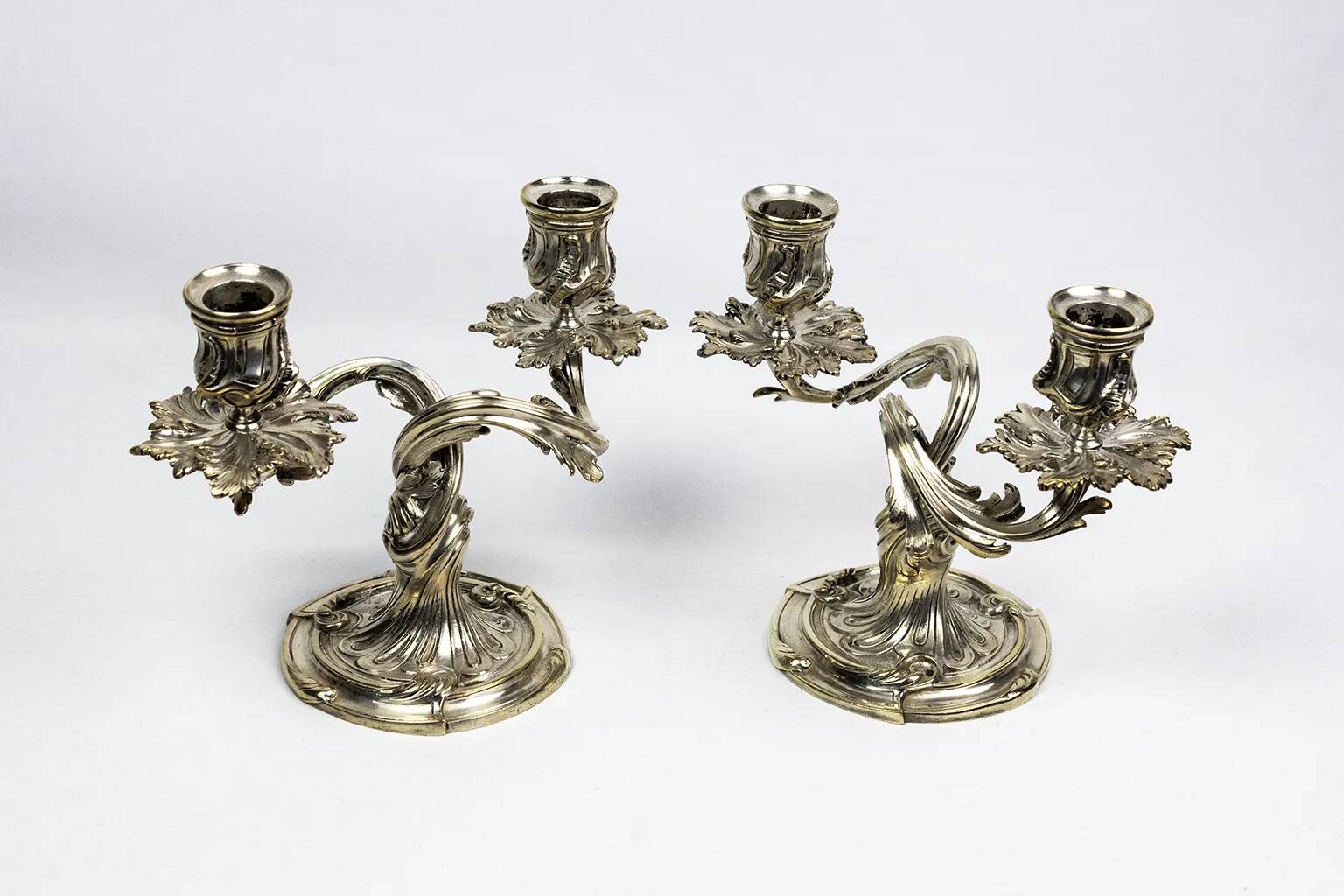 Pair of Christofle candlesticks 19th century – Trianon model silver-plated bronze
