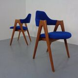 Set of Compass Chairs in Teak and Kvadrat Hallingdal 65 by Kai Kristiansen for Schou Andersen, 1960s
