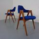 Set of Compass Chairs in Teak and Kvadrat Hallingdal 65 by Kai Kristiansen for Schou Andersen, 1960s
