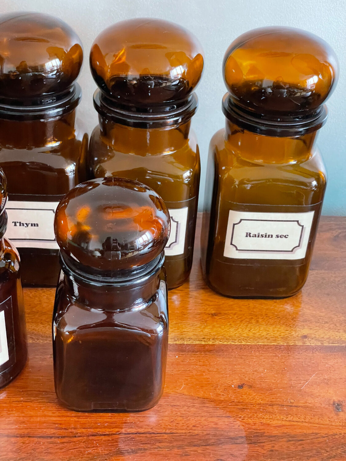 Set of 7 jars, spice apothecary jars