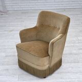 1970s, Danish armchair, light green furniture velour.