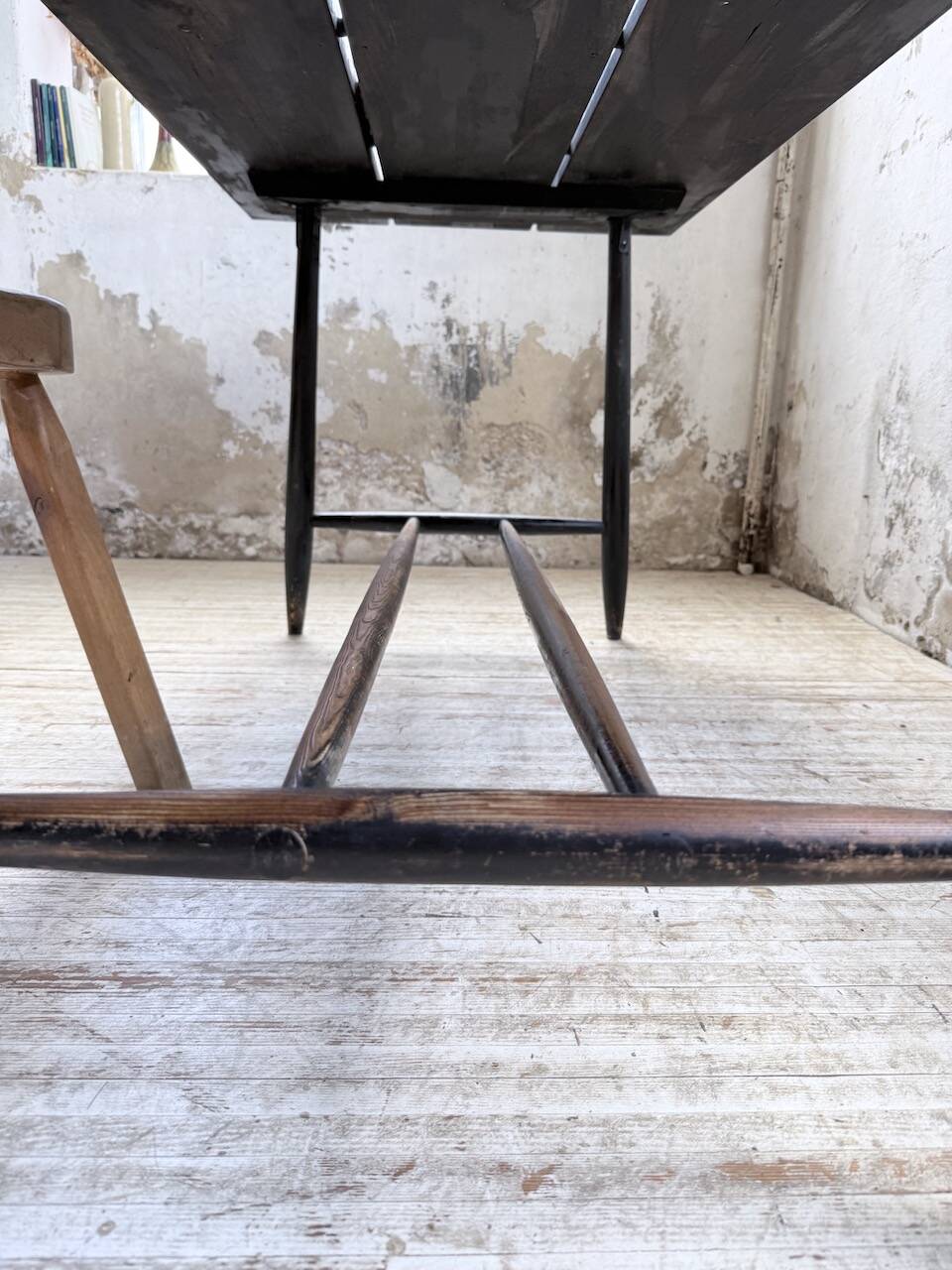 Tapiovaara dining table, black patina, 1950s.