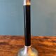 Trio of metal and wood candlesticks from the 80s