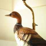 Ceramic duck table lamp and vintage adjustable brass