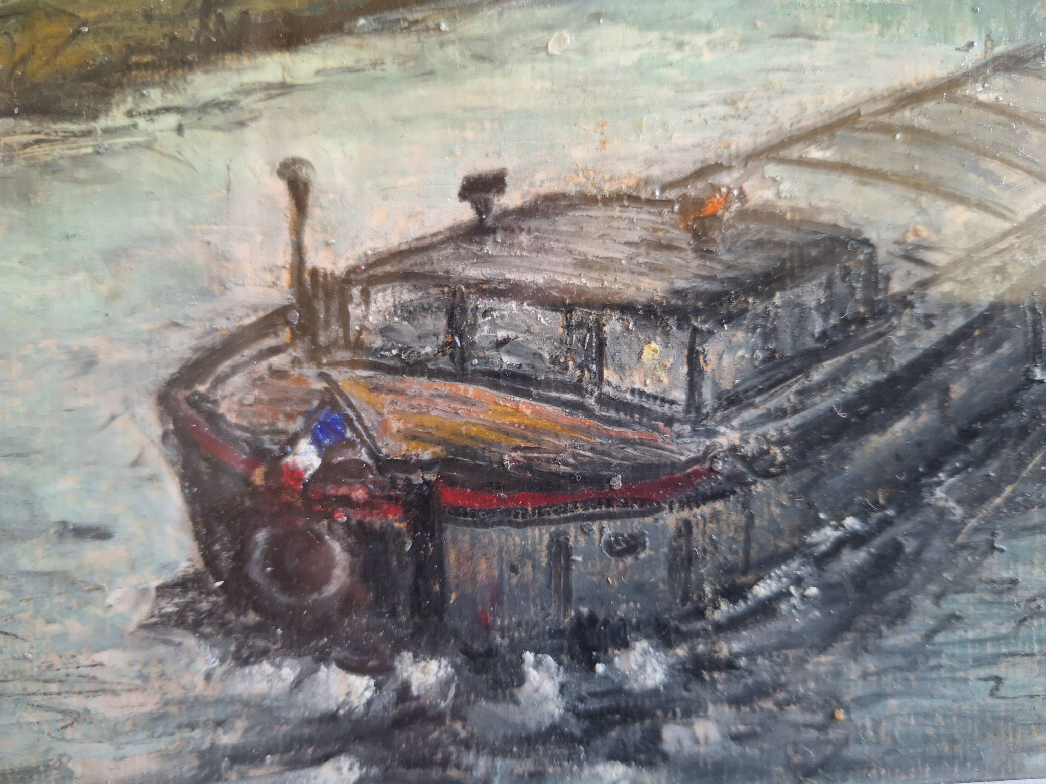 Painting signed on paper framed under glass