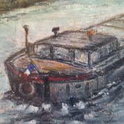 Painting signed on paper framed under glass