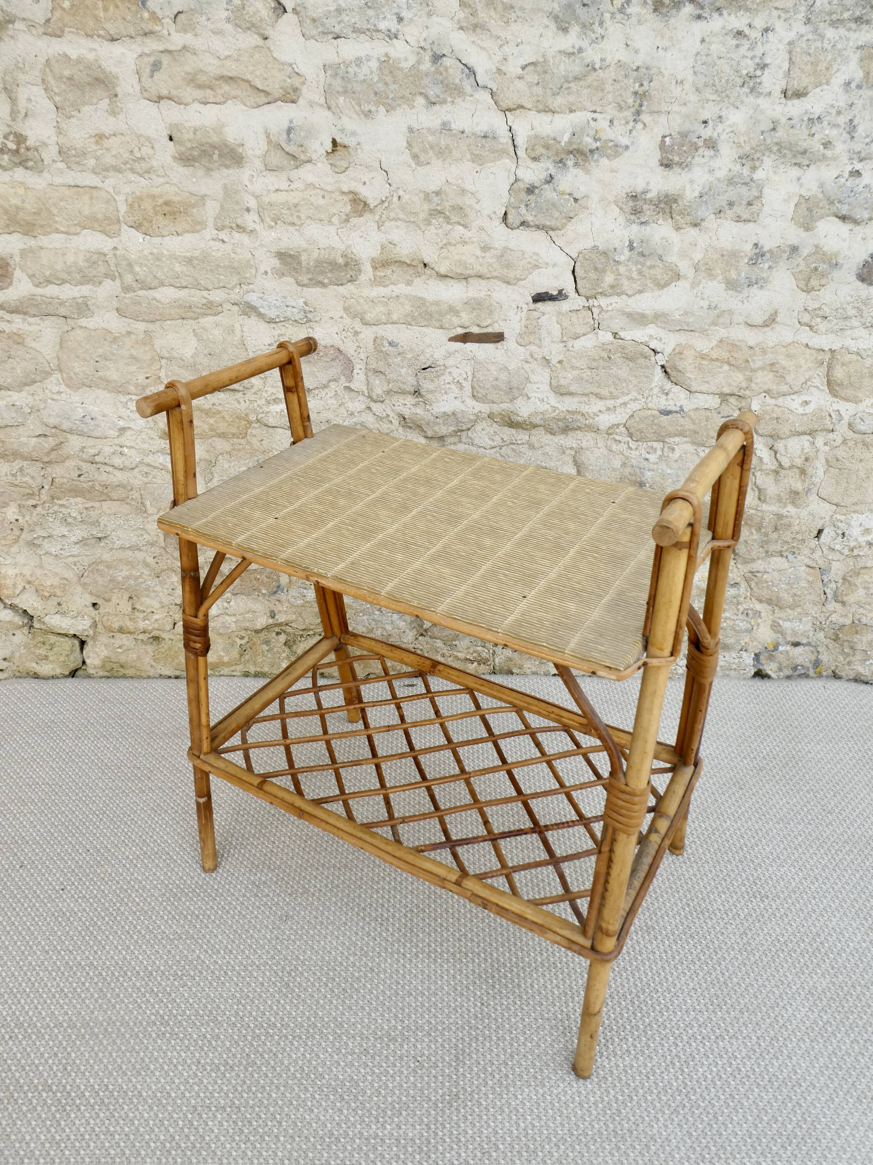 Rattan bedside table from the 60s 70s