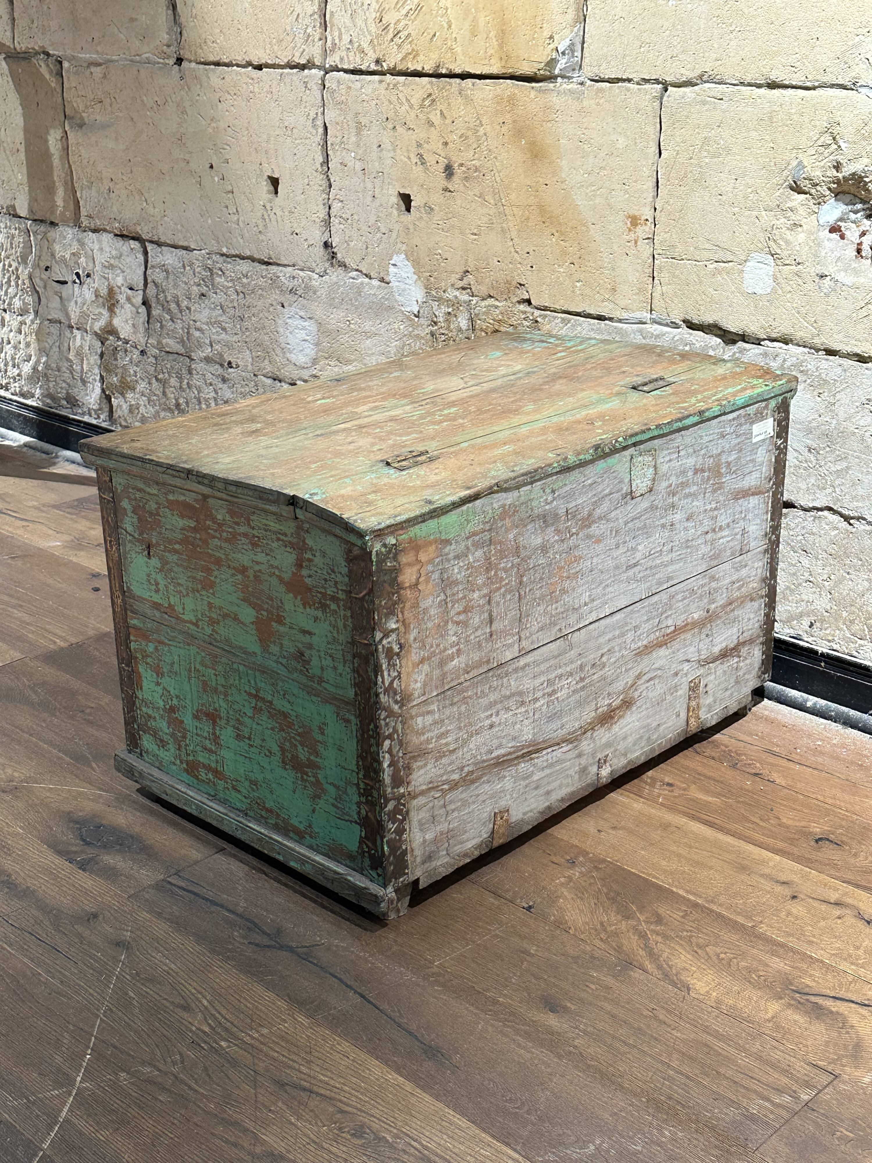 Indian chest opening from above with interior compartment, unique piece