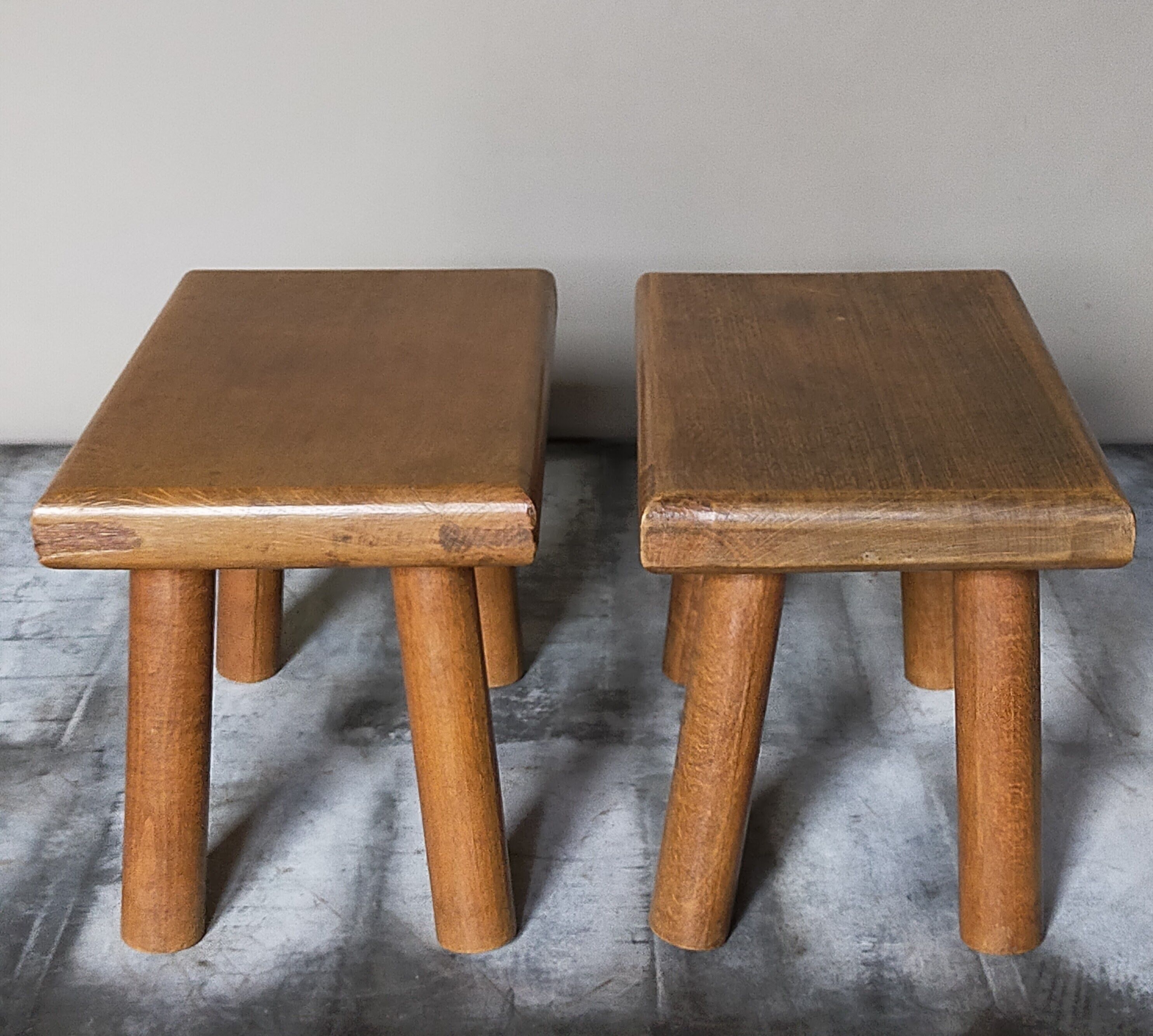 Pair of vintage oak footrests
