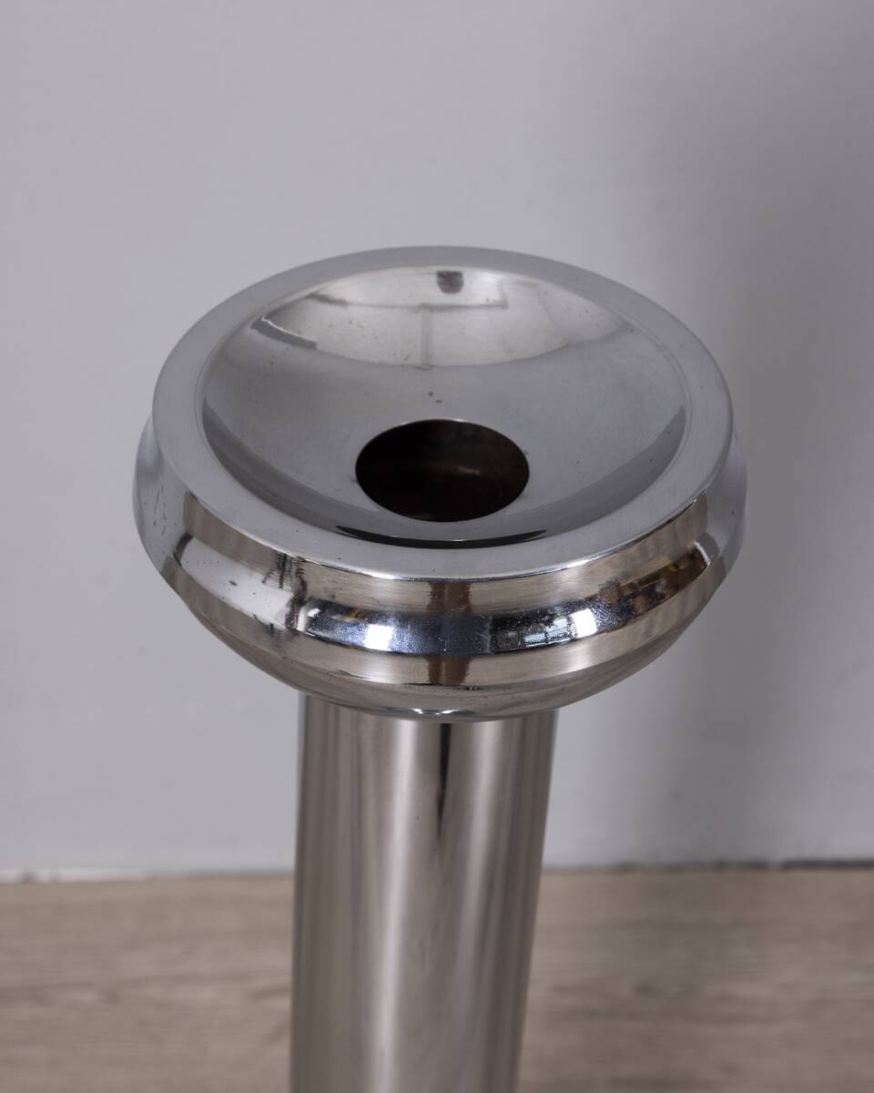 Vintage 1970s Italian-design chrome-plated metal floor ashtray