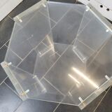 Octagonal side table in transparent plexiglass from the 70s