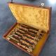 Set of 12 vintage knives bamboo handle cutlery b.j.b in their case